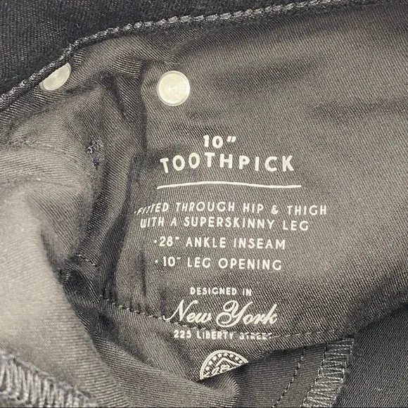 J. Crew 10" Highest-Rise Toothpick Jean in True Black Stretchy Size 28 - Picture 11 of 12